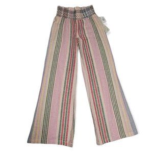 SOLD - Indigo Rein Resort Multicolor Stiped Flowy Linen Pants Sz. Med NWT